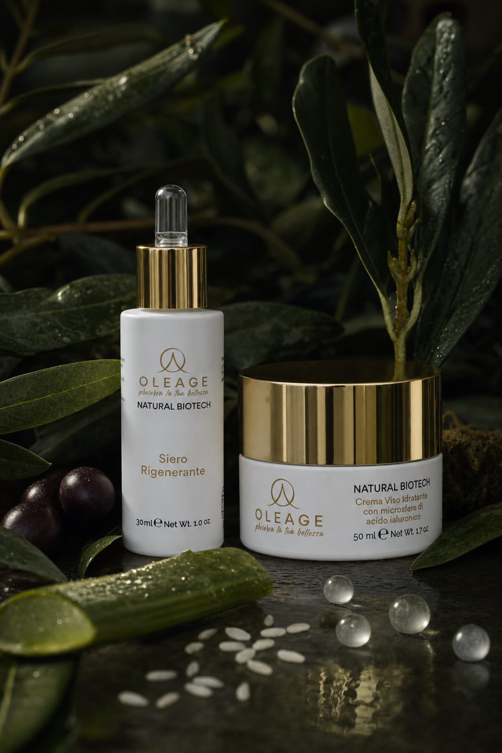 La linea Natural Biotech Oleage: crema, siero e contorno occhi